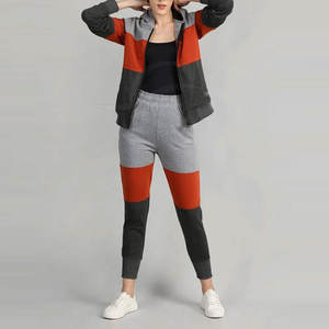 Meilleure vente femmes décontracté hiver toile respirant longue capuche fermeture éclair hauts solide haute qualité Jogging porter dernière conception - Product Image 2