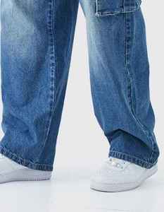 Jeans en denim baggy de style streetwear offrant un confort décontracté, une forme à jambes larges et une structure en denim solide, idéal pour les looks décontractés quotidiens - Product Image 3