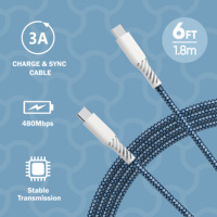 Câble USB-C de charge rapide 60W en cuir, blindage tressé PVC/Nylon, certifié MFI, compatible avec les banques d'alimentation, les ordinateurs et les appareils iOS