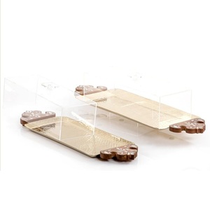Plateau de serveur de nourriture fini doré haut de gamme plateau en métal de Style luxueux pour la décoration de Table à dîner - Product Image 5
