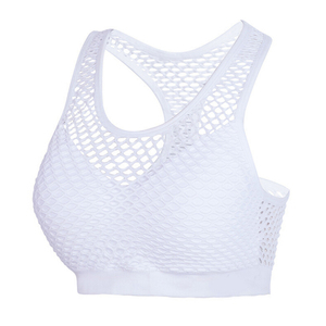 Soutien-gorge de sport en maille évider haut de sport sans couture Fitness Yoga soutiens-gorge femmes haut de gymnastique rembourré gilet de course une épaule soutien-gorge de sport - Product Image 6