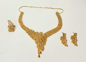 Offre directe d'usine ensemble de bijoux en diamant plaqué or 24K collier de style à la mode de trois grammes pour les mariages ensembles de bijoux fins - Product Image 5