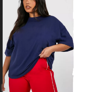 T-shirts longs grande taille pour femmes en provenance du Bangladesh, respirants, tricotés, col rond avec logo, teinture unie, motif uni - Product Image 3