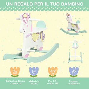 HOMCOM Caballo Balancín para Niños de 1 a 3 Años con Asas, Respaldo y Pedales en MDF, 68L x 27D x 47,5 H cm, Multicolor - Product Image 4
