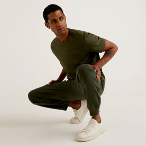 Alta calidad 100% algodón hombres verano moda Casual camisetas Color sólido diseño liso precio al por mayor camisetas en blanco - Product Image 6