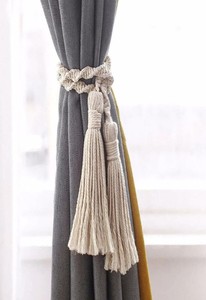 Natural Cotton Macrame Curtain Holdback, 2 Pcs Set, Curtain <b>Tiebacks</b> - Product Image 2