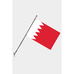 Ensemble de mât de drapeau télescopique mural Bahreïn avec bannières et drapeaux en polyester imprimés numériquement - Product Image 1