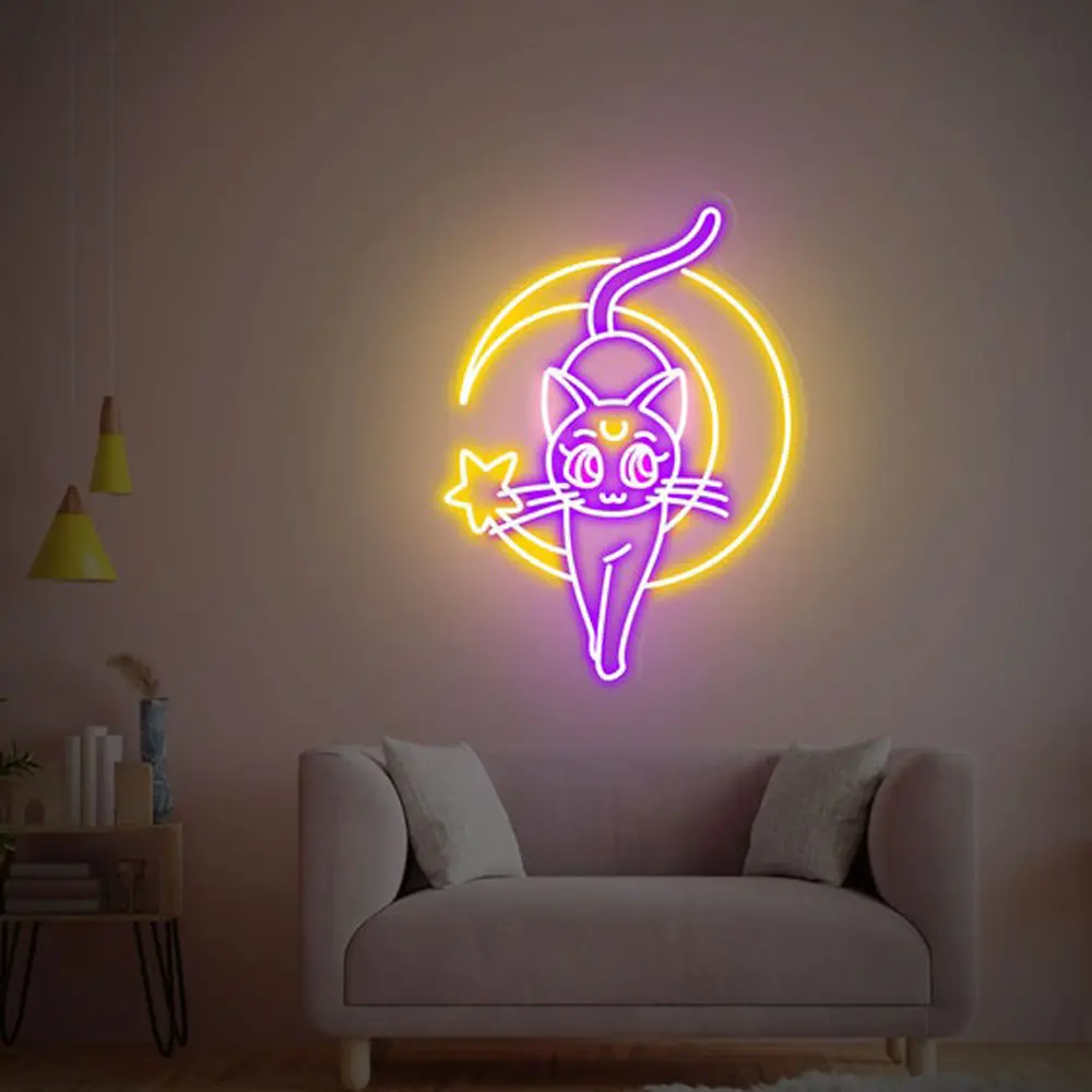Moonlight Magic: Sailor Moon LED Neon Sign - Flex Neon untuk dekorasi mistis. Menerangi alam semesta Anda dengan lampu Neon kustom kami