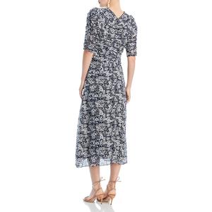 Abito Midi Arricciato New York Sea Suzie Blu Navy con Vita Impero e Balze Blu Navy, Traspirante, Taglia XS, Sexy, Elegante, Gotico, per Feste Diurne - Product Image 2