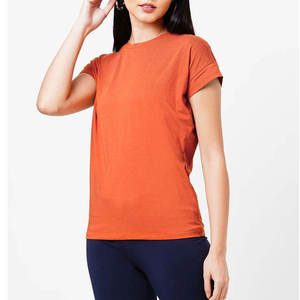 T-shirts pour femmes de la meilleure qualité, en élasthanne/coton, col rond, manches courtes, 220g, respirant, streetwear pour l'été, design personnalisé, uni - Product Image 1