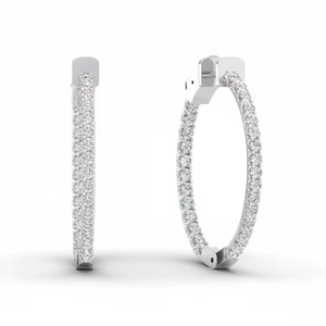 Pendientes de Aro Solitario con Corte Brillante de Diamante Natural y Oro de 14K para Mujer - Product Image 1