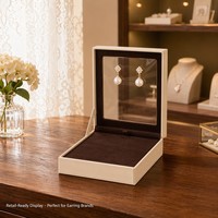 Boîte à bijoux pliante personnalisée avec logo, support pour boucles d'oreilles, boîte de présentation de bijoux en deux parties avec gaufrage