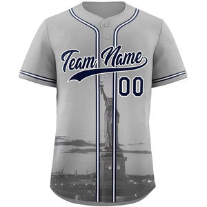 Maillot de Baseball personnalisé bon marché d'usine maillot d'uniforme d'équipe sportive de broderie maillot de Baseball boutonné à séchage rapide - Product Image 1