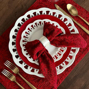 Sets de table brodés personnalisés en coton et lin 100 % pur de haute qualité pour la décoration de la maison et de la salle à manger - Product Image 1