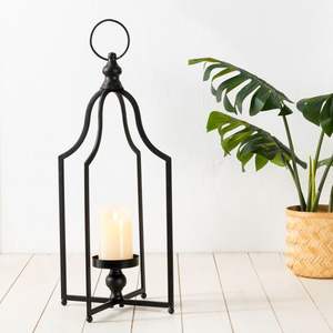 Modern Minimalist Black Metal Candle Holder Industrial Rectangular Lantern <b>Pillar</b> Candles Home Wedding Decoration Candle Stand - Product Image 3