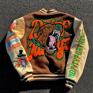 แจ็กเก็ตเบสบอลแบบอักษรสำหรับผู้ใหญ่และเยาวชนแจ็กเก็ตผ้าฟลีซสไตล์วินเทจสำหรับใส่ในฤดูหนาวทำจากผ้าฝ้าย - Product Image 6