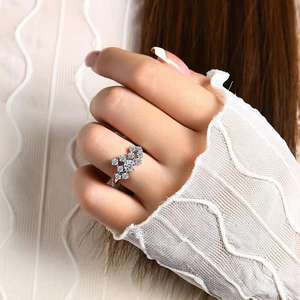 S925 <b>Silver</b> 0.50 CT Round Cut Moissanite Engagement Ring Luxurious Fashion Irregular Lines for Daily Wear Matching <b>Dresses</b> Gift - Product Image 3