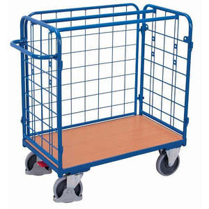 Carretilla de equipaje de tres paredes Variofit con 4 ruedas metálicas, capacidad de carga reducida de 500 kg, neumáticos de goma para mayor resistencia. - Product Image 1
