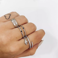 Bijoux en argent Sterling Offre Spéciale plaqué or 18k, bague serpent de luxe, bague en Zircon, personnalité, double cerceau réglable pour femmes, 925