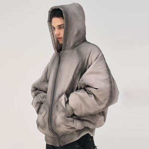 Blouson matelassé en toile teinte brillante avec rembourrage en coton, design écologique pour l'hiver, capuche amovible, chaud et confortable, pour femmes - Product Image 3