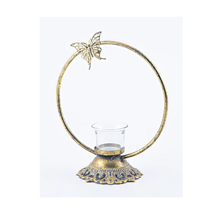Portavelas de Hierro Dorado Antiguo Hecho a Mano, Personalizado, Ecológico y Portátil para Decoración del Hogar, Bodas y Navidad - Product Image 1