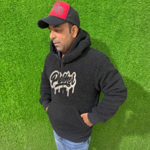 เสื้อฮู้ดแบบสวมหัวมีซิปโอเวอร์ไซส์ผ้าฝ้าย100% ผสมดีไซน์แบบหนัก - Product Image 4