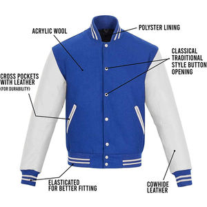 Chaqueta Varsity de Lana Bordada para Hombre, Estilo Universitario, Personalizable, con Cuello Alto y Letras Bordadas en la Parte Delantera - Product Image 3