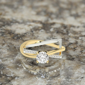 แหวนหมั้นโซลิแทร์แบบโบราณแหวนเพชรแบบสองโทน14K/18K ทองคำขาว CVD HPHT เครื่องประดับสำหรับงานแต่งงาน - Product Image 4
