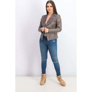 Giacca Softshell Reversibile in Ecopelle Marrone da Donna Bar III, Cappotto Leggero Invernale Tinta Unita Taglia Large per l'Autunno - Product Image 1