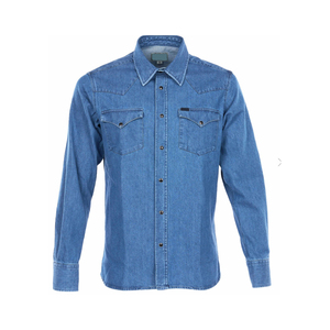 Camisa vaquera de manga larga personalizada para hombre, talla grande, ajuste regular, alta calidad, antiarrugas, Otoño, ropa informal, último diseño lavado - Product Image 1