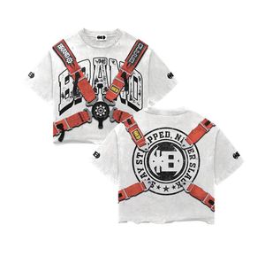 Streetwear vintage personnalisé sérigraphie surdimensionnée chemise graphique en coton boxy recadrée de détresse pour hommes - Product Image 1