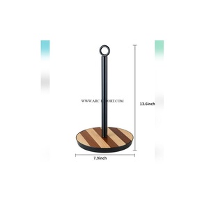 โต๊ะเหล็กเคลือบผงโลหะสีดำที่ใส่กระดาษทิชชูหรูหราฐานไม้ที่วางกระดาษทิชชู่รูปลักษณ์ใหม่ - Product Image 1