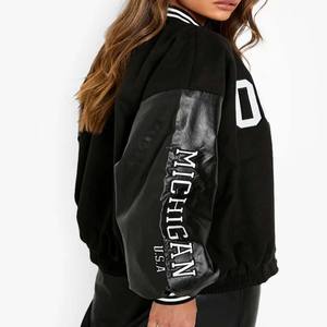 2025 New Arrival Custom Chenille Embroidery OEM Design <b>Women</b> Varsity <b>Jacket</b> Long Sleeve Casual Wear Solid Color Varsity <b>Jacket</b> - Product Image 2