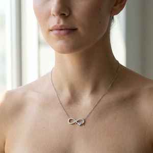 Eternelle Infinity Heart Pendant Dainty Infinity Pendant Necklace Silver Tone Fine <b>Chain</b> Minimal Symbolic Elegant Jewel - Product Image 3