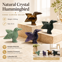 Ornement d'oiseau colibri en cristal sculpté à la main, sculpture d'oiseau en pierre naturelle pour la maison, le bureau et les collectionneurs