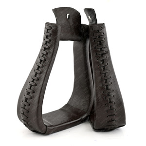 Estribos de caballo en forma de campana de Venta caliente en cuero con cordones Cómodo estribo de sillín occidental Aspecto occidental tradicional - Product Image 3