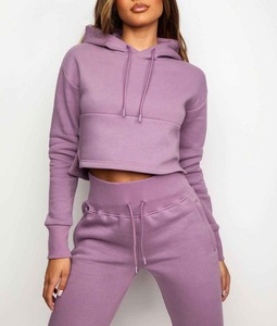 Ensemble de survêtement pour femme, sweat-shirt à demi-zip et pantalon de jogging, streetwear OEM, 2 pièces - Product Image 2