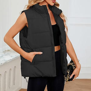 LOGO personnalisé mode hiver fermeture éclair sans manches matelassé vers le bas imperméable femmes matelassé réversible rembourré bouffant gilet femmes - Product Image 2