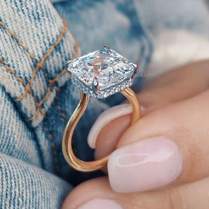 แหวนหมั้นแบบมินิมอลทรงแอชเชอร์ ประดับเพชรโมอิสซาไนต์เลียนแบบเพชร ตัวเรือนเงินแท้ 925 สำหรับเป็นของขวัญ - Product Image 2