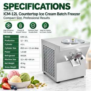 Congélateur à Gelato de Comptoir Kolice ICM-12L, Machine à Crème Glacée Dure 12-16L, Cylindre 4.3L, Congélation Rapide, 110V 220V - Product Image 3