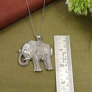 สร้อยคอจี้รูปช้างวินเทจ, จี้รูปสัตว์สีเงินโบราณ, เครื่องประดับสไตล์โบฮีเมียนสำหรับผู้หญิง - Product Image 2