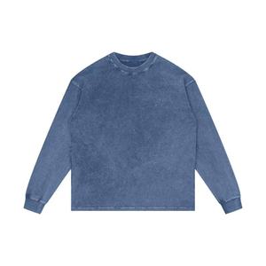 Vente en gros Sweat-shirt en coton éponge délavé à l'acide personnalisé Pull à col rond surdimensionné vintage Streetwear unisexe à manches longues - Product Image 4