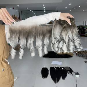 Paquets d'extensions de cheveux vietnamiens de couleur grise de qualité supérieure avec fermeture ou frontale pour faire des perruques - Product Image 2