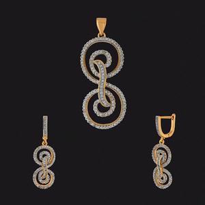 Kriaa AD <b>Fine</b> <b>Jewelry</b> <b>Set</b> Gold Plated Pendant with Stones 1202142 - Product Image 1