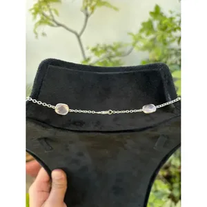 Collier chaîne satellite en quartz rose naturel, argent sterling 925, fait main, plaqué rhodium 45 carats, réglable, pour femme, OEM ODM - Product Image 4