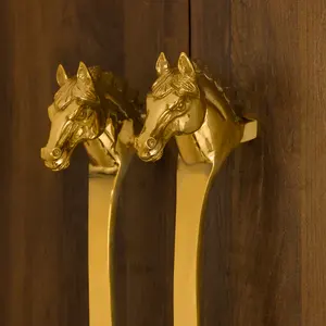 Poignée de porte en métal industriel robuste avec design cheval et finition chromée satinée pour usage commercial pour la vente à l'exportation - Product Image 4