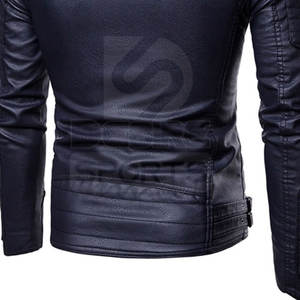 Veste d'hiver en cuir pour homme, personnalisable avec logo, de haute qualité, en toile, col montant, logo frontal, imperméable, pour usage extérieur, vente en gros - Product Image 5
