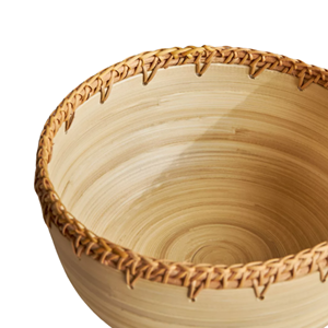 Cuenco de fruta de bambú hilado de ratán básico, cuenco de soporte para servir frutas de bambú, decoración clásica al por mayor para la cocina del hogar de Vietnam - Product Image 3