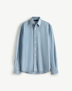 Chemise en jean confortable à manches longues pour hommes coupe régulière chemise décontractée quotidienne pour l'automne respirant tricoté routine Vietnam bouton - Product Image 5