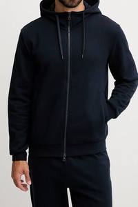 Survêtement bleu marine pour homme – Ensemble confortable avec sweat à capuche zippé et pantalon en coton premium – Idéal pour la personnalisation de logo, les commandes en gros et les achats en vrac - Product Image 3